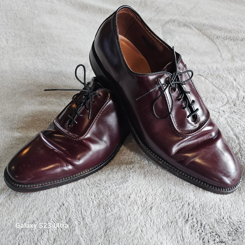Allen Edmonds Mens Belgium Dark Burgundy Lace Up Leather Oxford Shoe Sz …